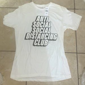 White antisocial social distancing club t shirt, size Large in mens BRAND NEW